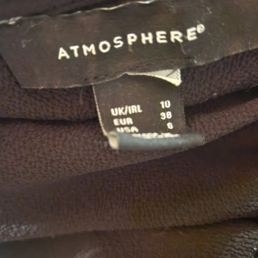 Atmosphere Black Roll Tab Sleeve Shift Dress Split‎ Neck Chest Pockets Size 6